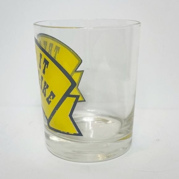 Try-Y-Y It Youll Like It Vintage Yellow Bar Glass Tumbler 80s Collectible - Picture 2 of 6